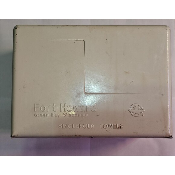 Vintage Collectible Fort Howard White Metal Singlefold Paper Towel Dispenser - Picture 2 of 7